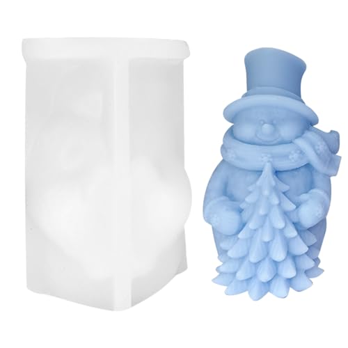 Weihnachten Schneemann Kerzenform 3D Schneemann Kerzengießform Weihnachten Resin Silikonformen DIY Silikon Form Kerzengießform für Herstellung von Kerzen, Weihnachten Handwerk Haus Ornament (Weiß-A) von Fadcaer