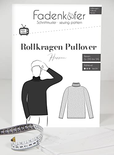 Schnittmuster und Nähanleitung - Herren Rollkragenpullover von Fadenkäfer