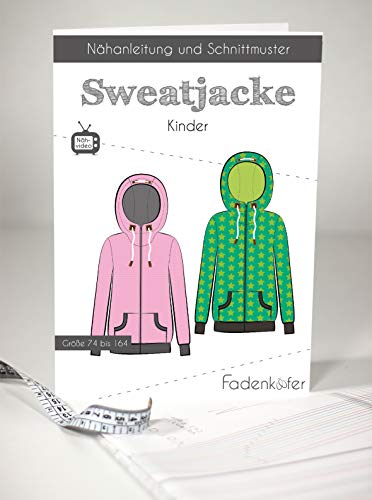 Schnittmuster und Nähanleitung - Kinder Sweatjacke Schnittmuster und Nähanleitung - Kinder Sweatjacke von Fadenkäfer