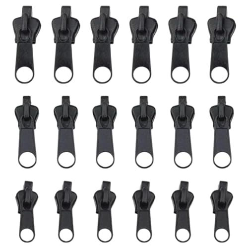 18 Stück Reißverschluss Schieber Ersatz, Instant Fix Zipper Reißverschluss Schieber, Abnehmbare Reißverschluss Zipper Pull Fixer, Reißverschluss Ersatzschieber für Jacken, Koffer, Rucksäcke(Schwarz) von Faderr