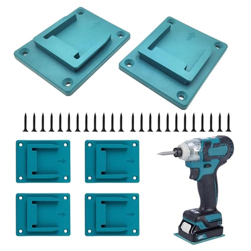 Faderr 6 Stück Wandhalterung Werkzeughalte für Makita Bosch 14.4V/18V Bohren Elektrowerkzeuge Bohrerhalter Maschinenhalter Werkstatt Speicherung (mit 24 Schrauben, Keine Batterie)(Blau) von Faderr