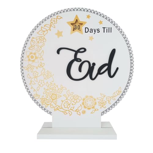 Eid Ramadan Kalender Countdown, drehbar 30 Tage Til Eid, islamischer muslimischer Holz Ramadan Adventskalender, Ramadan Dekorationen für Zuhause Tisch Party Dekor von Fadraney