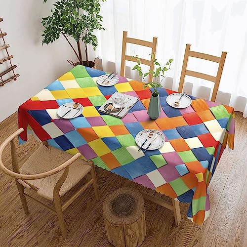 Faduni Bunte karierte rechteckige Tischdecke, waschbar, Polyester, dekorative Tischdecke für Küche, Esstisch, Partys, Camping, 137 x 183 cm von Faduni