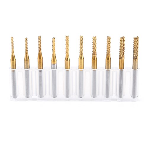 10 Stück 1,5 Mm 3,175 Mm, Mantel-Schaftfräser, Hartmetall-Schaftfräser, Hartmetall-Schaftfräser-Gravierbits, CNC-Rotationsfräser-Set von Fafeicy