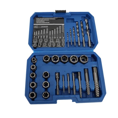 26PCS Bolzen Mutter Entfernung Werkzeuge Spirale Schraube Extractor Multi Spline Mutter Remover Set Links Hand Bohrer Dach Wartung Reifen Reparatur von Fafeicy