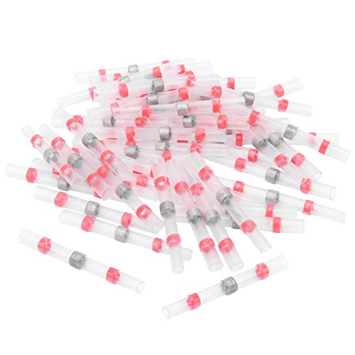 50 Stück Wärmeschrumpf-Steckverbinder, Schrumpf-Crimpanschluss-Kit, Lötkolben-Steckverbinder, 50-fache Rote Lötmuffe, Wetterfest, Abriebfest von Fafeicy