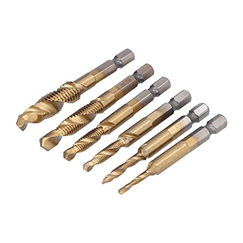 6PCS -Kombination Drill Tap Bit Bit Hochgeschwindigkeit Stahl Spiralklopfteilbits M3 -M10 mit Hex -Schaft für Ein Festeres Klemme und Einen Einfachen Betrieb von Fafeicy