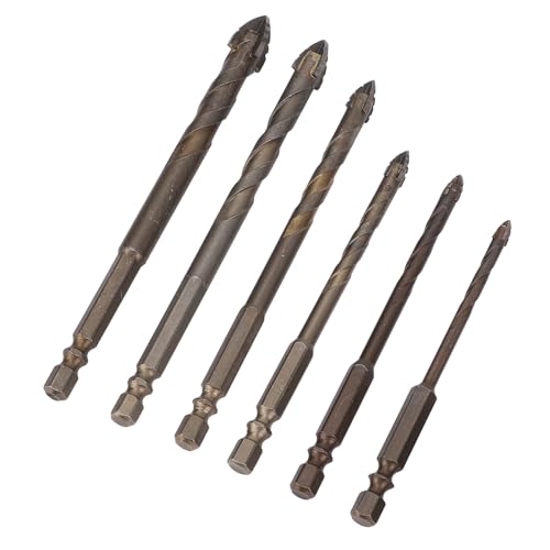 6pcs Exzentrische Bohrer Bits Hex Shank Excentric Drill Bit 4 Flöte Gezackt Bit Set für Betonmauerwerk Glasziegel Zement Keramikholz Holz von Fafeicy