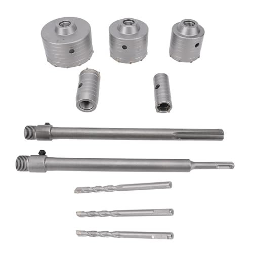 Carbid -Wandlochschneider -Set, 5 -propcs -Lochsäge und Bit -Set, Mühelose Bohrungen für Betonsteine, Bohrer für die Installation von Wechselstrom, Wasserrohre, Warmwasserbereiter von Fafeicy