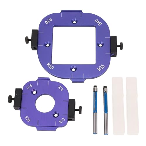 Eckschablonen-Set mit 2 Fräsern, Radius-Lokalisierungsvorrichtung, Holzbearbeitungs-Bogenschneidewerkzeugen R10, R15, R20, R25, R30, R35, R40, R50 für Holzbearbeitungsprojekte von Fafeicy