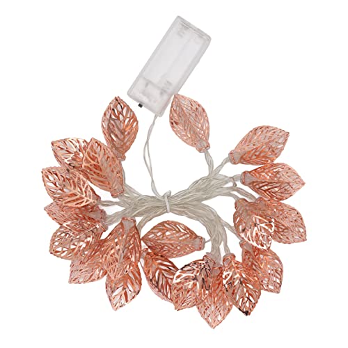 Fafeicy Roségoldene Lichterkette, Ausgehöhltes Blatt, 20 LEDs, Batteriebetrieben, für Party, Tür, Innenbereich von Fafeicy