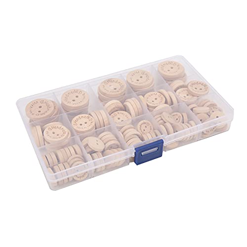 Holzknöpfe, Hölzerne Dekorative Knöpfe mit Aufbewahrungsbox für -Handwerk für Kinderkleidung Dekoration Holzknöpfe, Hölzerne Dekorative Knöpfe mit Aufbewahrungsbox für -Handwerk für Kinderkleidung Dekoration von Fafeicy