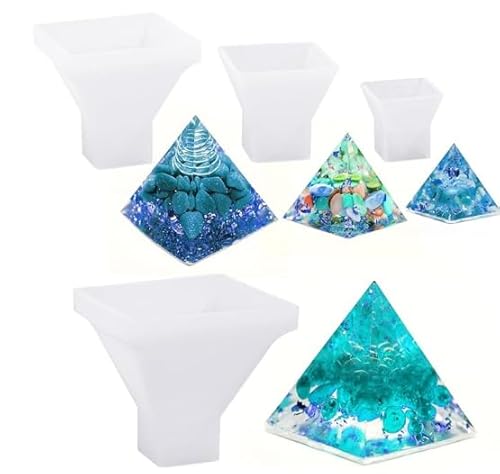 Fahibin 4 pcs Resin Silikonformn Pyramide Schmuck,Pyramid Silikonform,Transparente Epoxidharz Formen,3D Pyramide Form Gießform für Harz Schmuck Herstellung, Kerze, Seifen von Fahibin