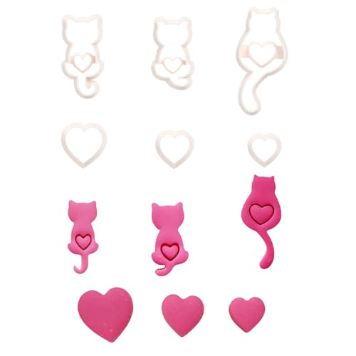 6 Stücke Stilvoller Schmuck Set Mit Kleinen Katzen Clay Cutter Designs Für Valentinstag Und Besondere Anlässe von Fahoujs