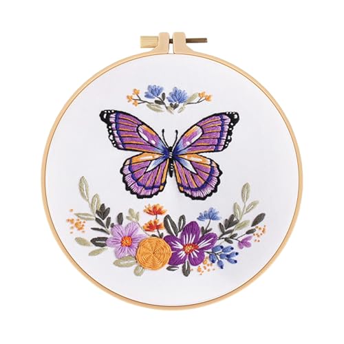 Fahoujs Butterfly Blumenstickerei Kits Stickerei Making Kits Crosses Stitching Kits Sticker Starter Kits Stickerei Set von Fahoujs