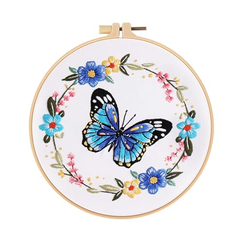 Fahoujs Butterfly Blumenstickerei Kits Stickerei Making Kits Crosses Stitching Kits Sticker Starter Kits Stickerei Set von Fahoujs