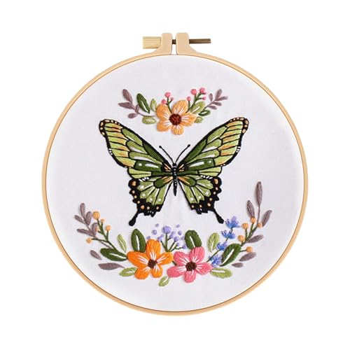 Fahoujs Butterfly Blumenstickerei Kits Stickerei Making Kits Crosses Stitching Kits Sticker Starter Kits Stickerei Set von Fahoujs