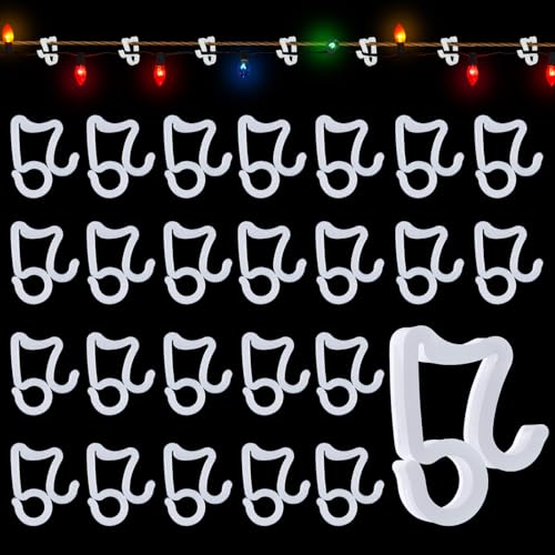 FainFun 100 PCS Dachrinnenhaken Lichterkette Kunststoff, Halterung Lichterkette Regenrinne, Lichterkette Clips Dachrinne, Befestigung Lichterketten Außen für Weihnachten, Halloween, Partys von FainFun