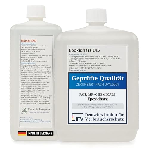 Epoxidharz Set - 2K - Transparent Epoxydharz Gießen + Härter für Schmuck, Kunstwerke, Handwerk und mehr - Laminierharz - (1,75kg - 20kg) (6 kg) von Fair MP-Chemicals