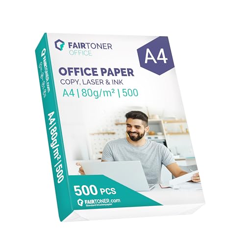 FairToner Druckerpapier standard Kopierpapier für Inkjet und Laserdrucker geeignet, 500 Blatt 80g A4 Office Paper weiß von FairToner