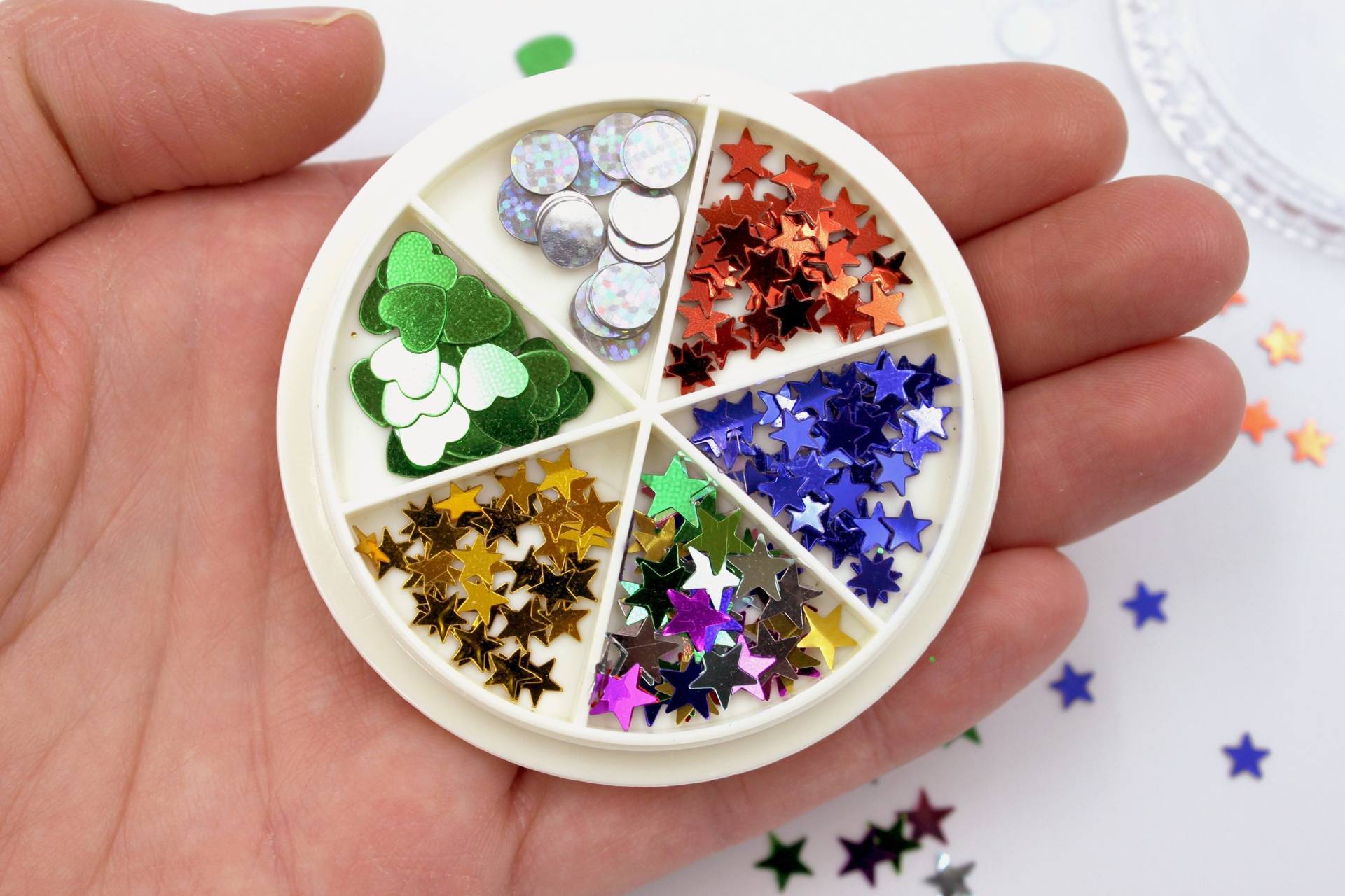 Aufbewahrungsbehälter 6Er Set Für Micro Bastelbedarf - 6 Teile, Schraubdeckel Mini Kunststoff Aufbewahrung Nail Art, Konfetti, Perlen, Strasssteine von FairyHollowCrafts