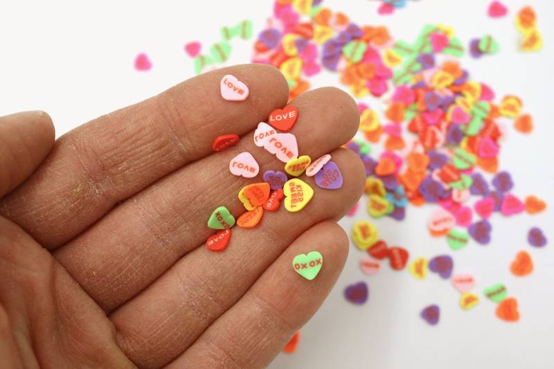 Gespräch Herzen 200 Stück Micro Miniatur Polymer Clay Multi Farbe Valentine - Modell Puppenhaus , Scrapbooking Nail Art, Handwerk von FairyHollowCrafts