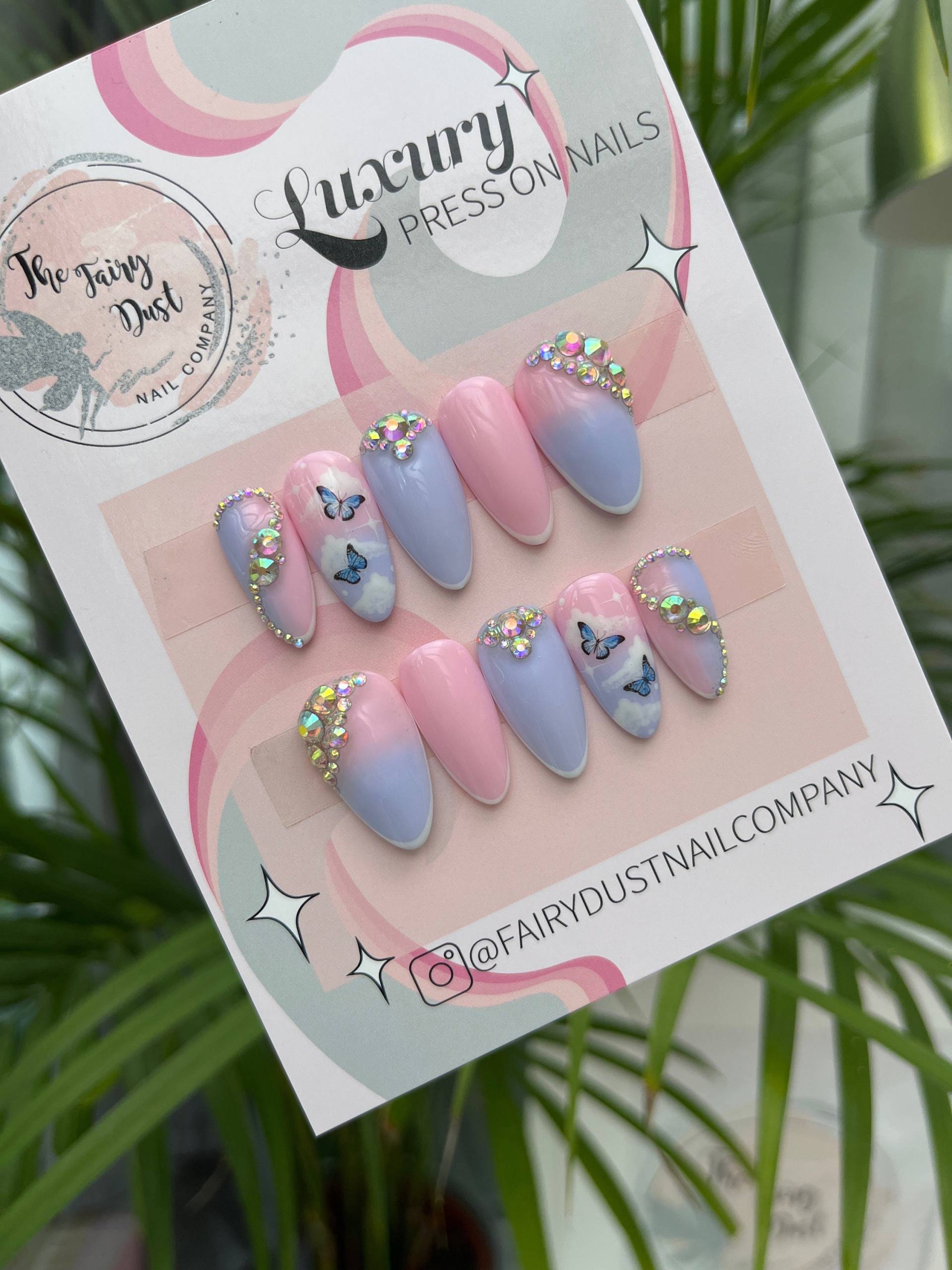 Rosa Und Flieder Ombré Wolke Drücken Sie Auf Die Nägel | Künstliche Kleben Falsche von Fairydustnailcompany