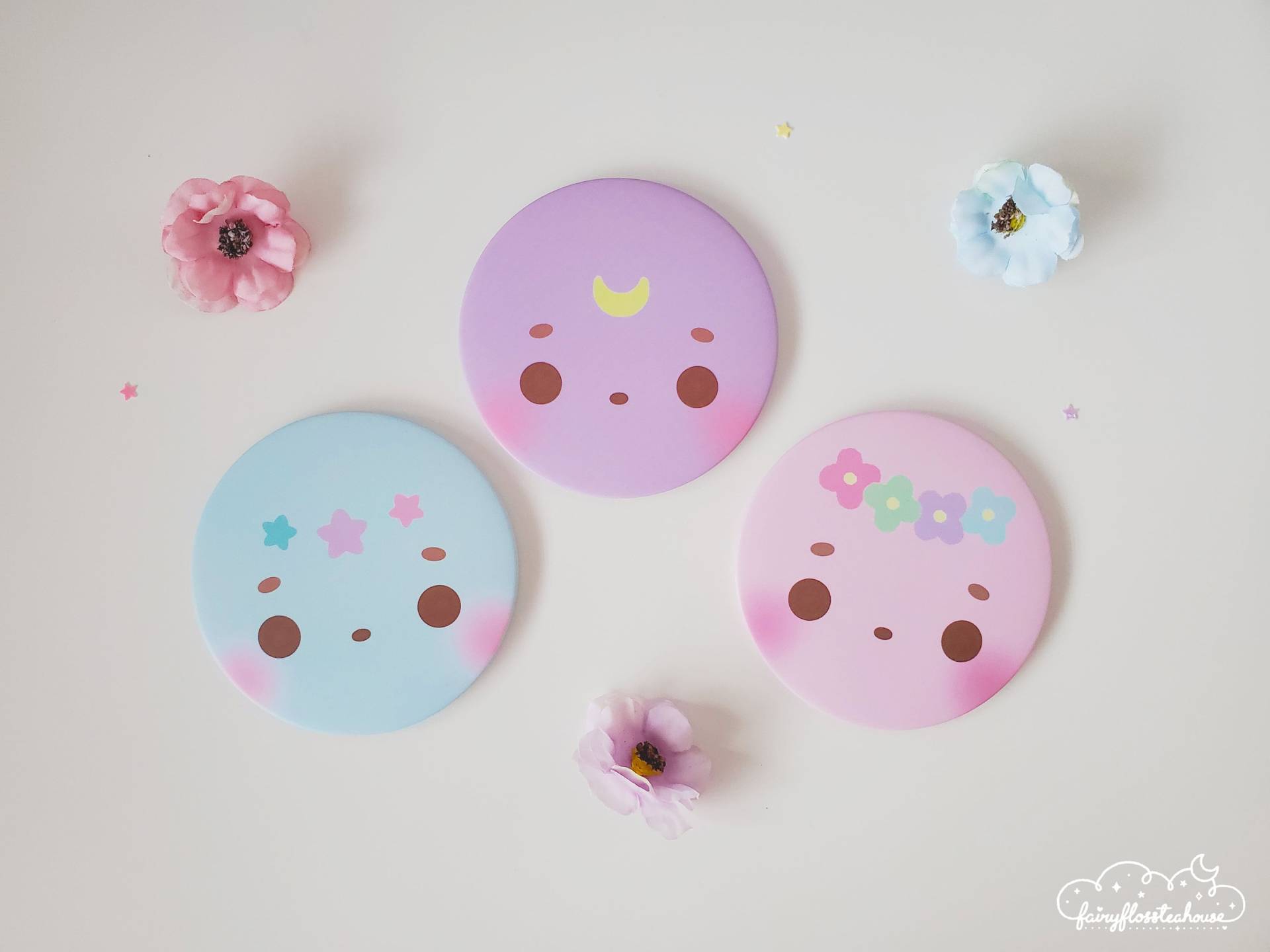 Kawaii Pastell Taschenspiegel in Einem Weichen Markenbeutel | Glatt Matt Süßer Tierspiegel Für Mädchen Niedliche Geschenkidee von Fairyflossteahouse