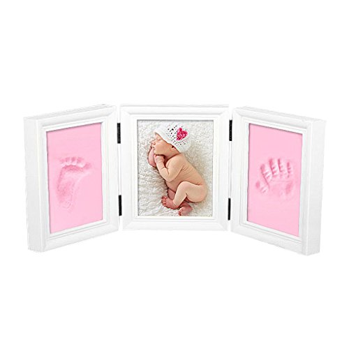 Baby 3 Teiliger Bildrahmen Hand- und Fuß-Abdrücke Kit PINK von FakeFace