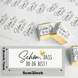 Fakindiy 135 Stück Schön Dass Du Da Bist Schokolade Sticker – Perfekt für Hochzeit, Geburtstag & Geschenke – Stempel, Anhänger und Dekoration von Fakindiy