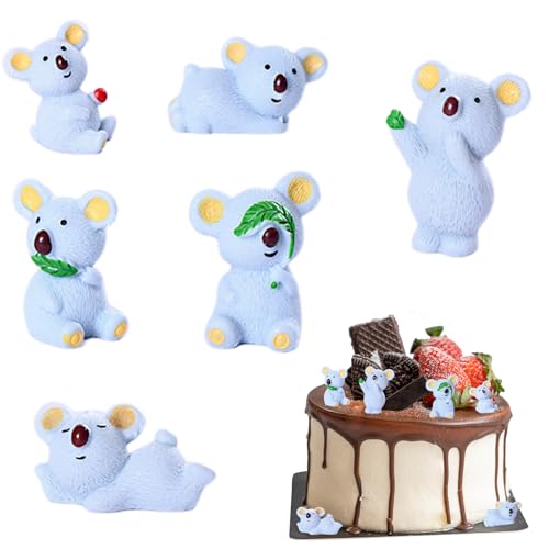 12Pcs Mini Koala Bär Tierfiguren Spielzeug Kuchen Toppers Niedliche Koala Figur Ornamente Mini Resin Koala Ballon Kuchen Topper Dekoration Geschenk Weihnachten Geburtstag von Falafoty