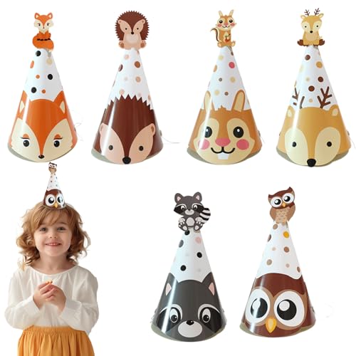 Falafoty 24PCS Tier Party Hüte Geburtstag Set, Tier Papier Krone Hut Party Kegel Hüte für Kindergeburtstag Tierkostüm, Partyhüte Fotorequisiten Zubehör Für Familienfeiern Für Kinder und Erwachsene (B) von Falafoty