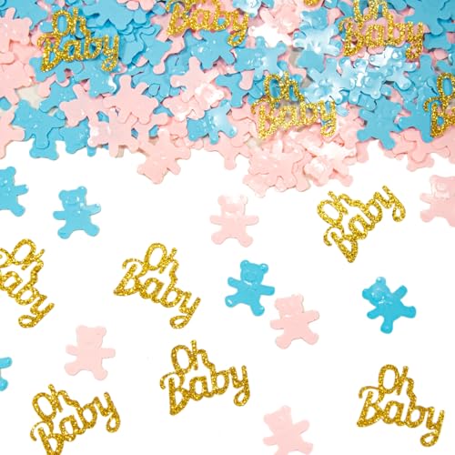 Falafoty Babyparty Deko Konfetti, 30 g Oh Baby Glitzer Konfetti Babyshower Tischdeko Konfetti, Konfetti in Form einer Bärenflasche Tisch Streuung Konfetti Baby Gender Reveal Party Deko (Bär) von Falafoty