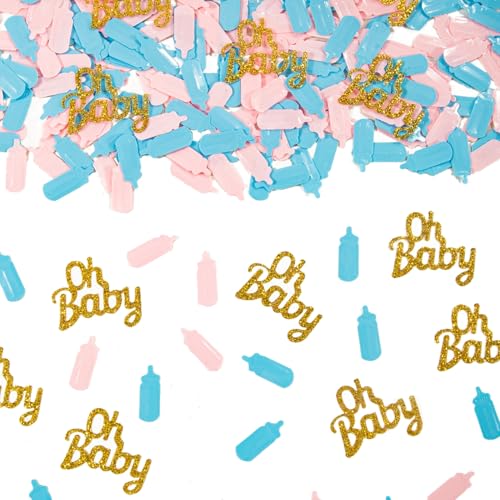 Falafoty Babyparty Deko Konfetti, 30 g Oh Baby Glitzer Konfetti Babyshower Tischdeko Konfetti, Konfetti in Form einer Bärenflasche Tisch Streuung Konfetti Baby Gender Reveal Party Deko (Flasche) von Falafoty