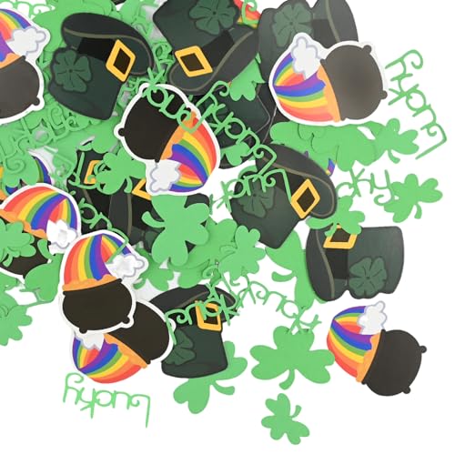 Kleeblatt Konfetti St. Patrick 's Day Tischdekoration, 100PCS Grünes Tischkonfetti zum St. Patrick 's Day, Glückskleeblatt Party Papier Konfetti für St. Patricks Geburtstagsfeier Zubehör von Falafoty