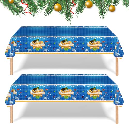 Oktoberfest Tischtuch 2PCS Bayrisch Blau Weiß Checkered Tischdecken Dekoration Kunststoff-Tischdecken Party Zubehör für Biertisch Oktoberfest Picknick Babyparty Weihnachten Dekoration 137 * 274 cm von Falafoty