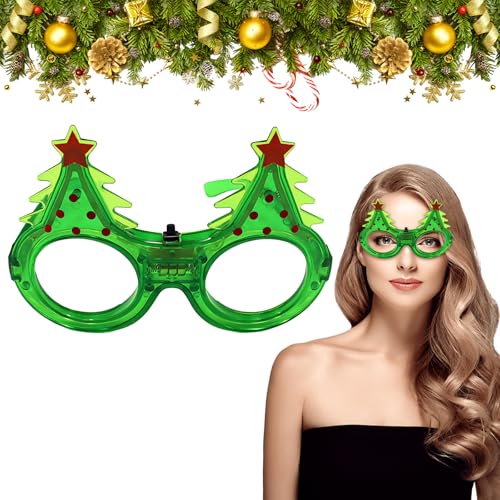 Weihnachts-Leuchtbrille, Neonbrille, Party-LED-Brille, blinkende Brille, Weihnachtsbaum, leuchtende Brillen, Rahmen, Weihnachtsdekoration, Party-Brillen, Fotoautomaten für Kinder und Erwachsene von Falafoty