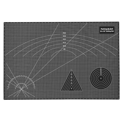 Falling in Art Selbstheilende Schneidematte, 61 x 91,4 cm, Schneidematten zum Nähen, doppelseitiges 5-lagiges Stoffschneidebrett zum Basteln, Quilten und Nähprojekte, Schwarz von Falling in Art