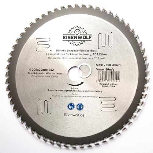 200mm Sägeblatt Top Qualität Kreissägeblatt für Holz 200 x 20mm 60 Zähne von Falon-Tech