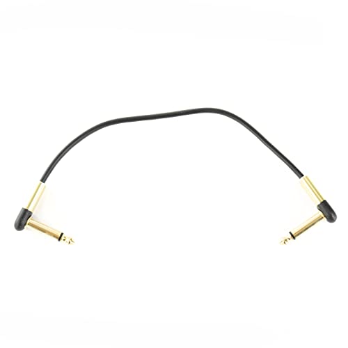 Fame Flat Patch Cable, Gold, 20 cm, Basic Standard, Vergoldete Steckerkontakte, Schwarz von Fame