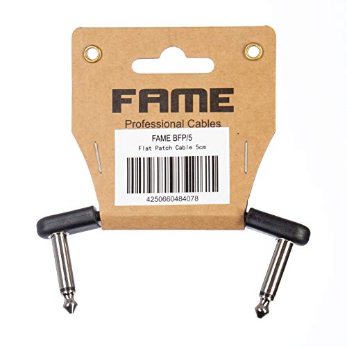 Fame Flat Patch Cable, Schwarz, 5 cm, Basic Standard Patchkabel, Flache Stecker, OFC-Leiter, Kreuzflechtschirm von Fame