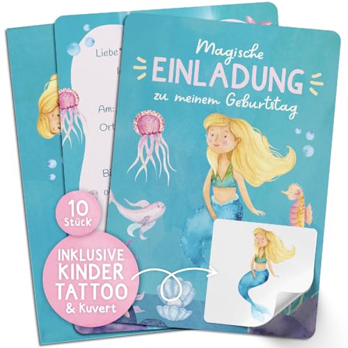 Famifidus 12x Einladungskarten Kindergeburtstag mit Kindertattoos I Einladungskarten Geburtstag in verschiedenen Motiven I Einladungskarten Kindergeburtstag Mädchen & Jungen von Famifidus