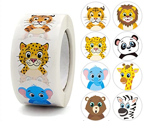 100 Sticker Tiere für Kinder & Kalender Smilies Tagebuch Aufkleber 2,5cm | Geschenk | Mädchen | Kinder | Klassenbuch | Heft | Tagebuch | Stickerheft | Tiger | Gepard | Elefant | Löwe | Zebra | Bär von Familienkalender