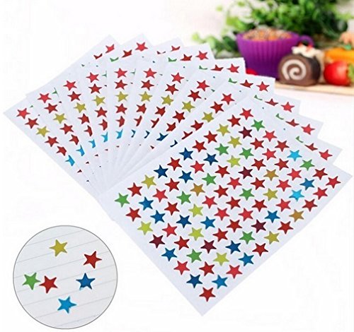 Glänzende Sterne Sticker für Kinder & Kalender zum markieren von Ereignissen, 10 Blatt bunte Sterne ca. 850 Stück Tagebuchsticker 1cm | Aufkleber | Tagebuch | Kinder | Geschenk von Familienkalender