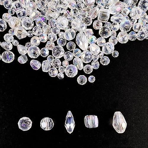 590 Stück Facettierte Glasperlen,Multi-Faceted Rondelle Perlen Glasperlen Glitzerperlen Deko Perlen zum Auffädeln für Basteln Schmuckherstellung(4mm, 6mm, 8mm) von Famini