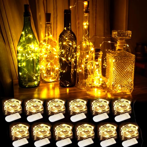 Famini 12er-Pack Lichterketten mit Timer, 2M 20 LED Kupferdraht Lichterkette Innen, Lichterketten Weihnachten Batteriebetrieben Wasserdichte für Party Feste Hochzeit Deko, Warmweiß von Famini