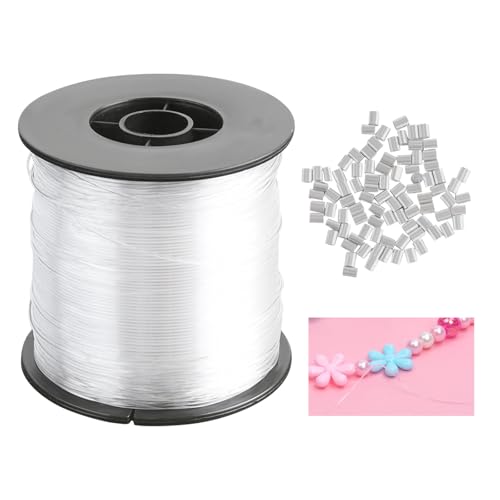 Famini 200m Nylonfaden 0.8mm Gummiband für Armbänder Elastisches Band für Armbänder Durchsichtige Monofile Angelschnur Reißfest für DIY Crafting, Angel, Basteln, Halskette, Aufhängen von Famini