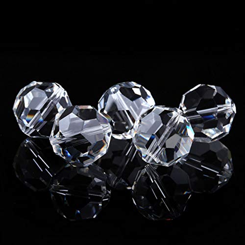 FAMLEAF 6 mm 100 Stück Kristallglasperlen, runde Glasperlen, facettierte Glaskristall-Perlen, Glasperlen für Schmuckherstellung (klar) von Famleaf