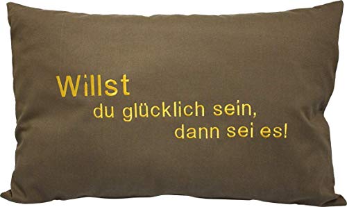 Fan-O-Menal Kissen Zierkissen 55cm Geschenk WILLST DU GLÜCKLICH Sein, DANN SEI ES - 11765 - Kuschelkissen von Fan-O-Menal