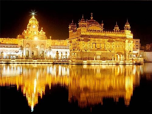 DIY Diamant Painting Bilder,5D Diamond Painting Set,Heiliger Goldener Tempel von Amritsar Vollbohrer Diamond Art Painting Kits,Diamant Malerei Bilder Nach Zahlen,Kinder Erwachsene,Wand Dekor 90x130cm von FanSee